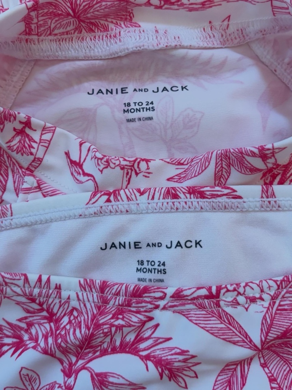 ❌SOLD❌ EUC Janie and Jack Pink Tropical Toile 2 Piece Swimsuit Size 18-24 Months - Picture 4 of 4